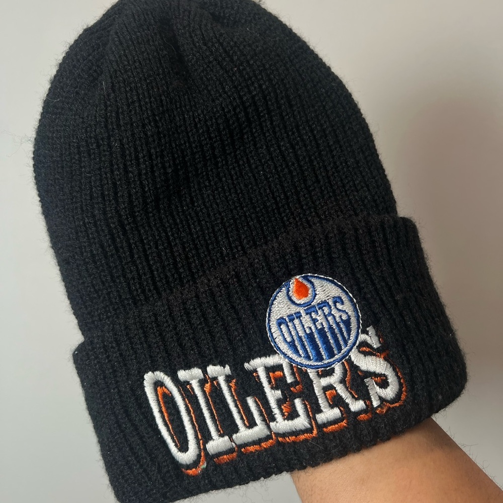 👕🌶 RARE Vintage The Game NHL Edmonton Oilers Embroidered Knitted Beanie